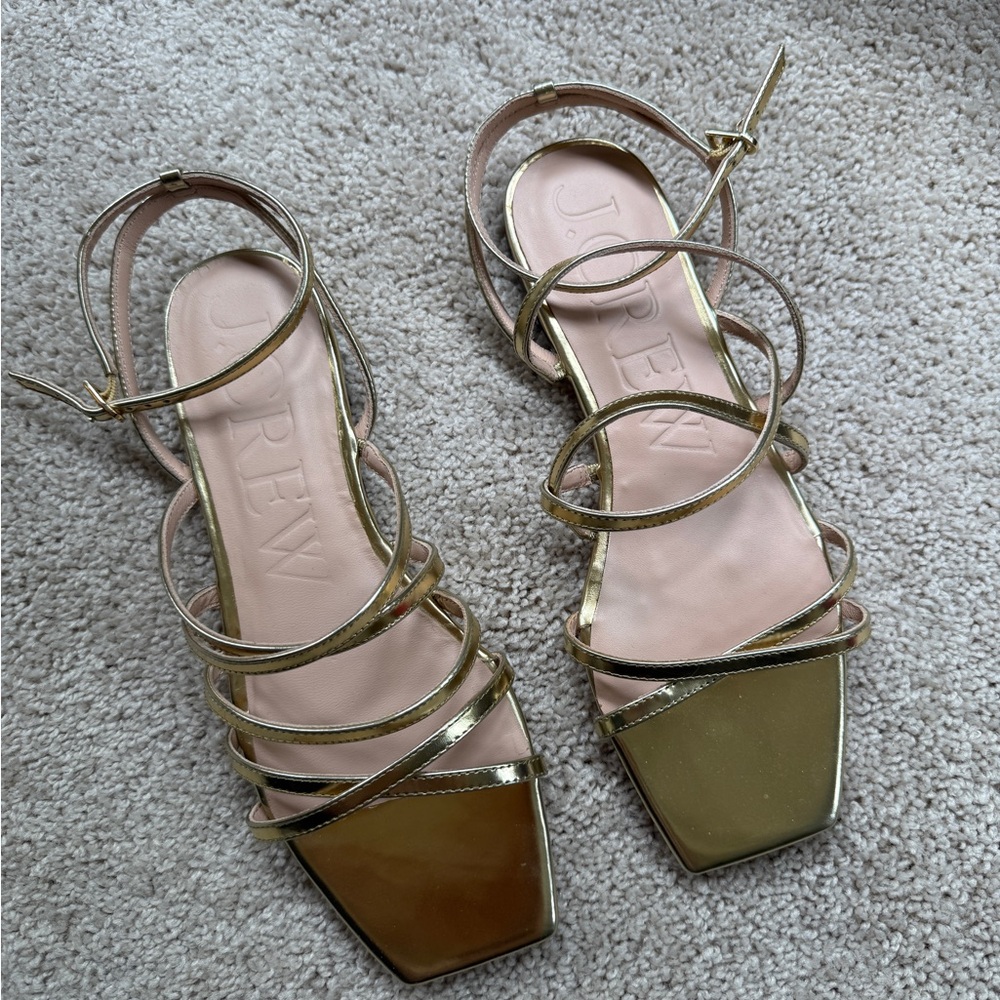 J. Crew Gold Minimalist Sandals - Brand New